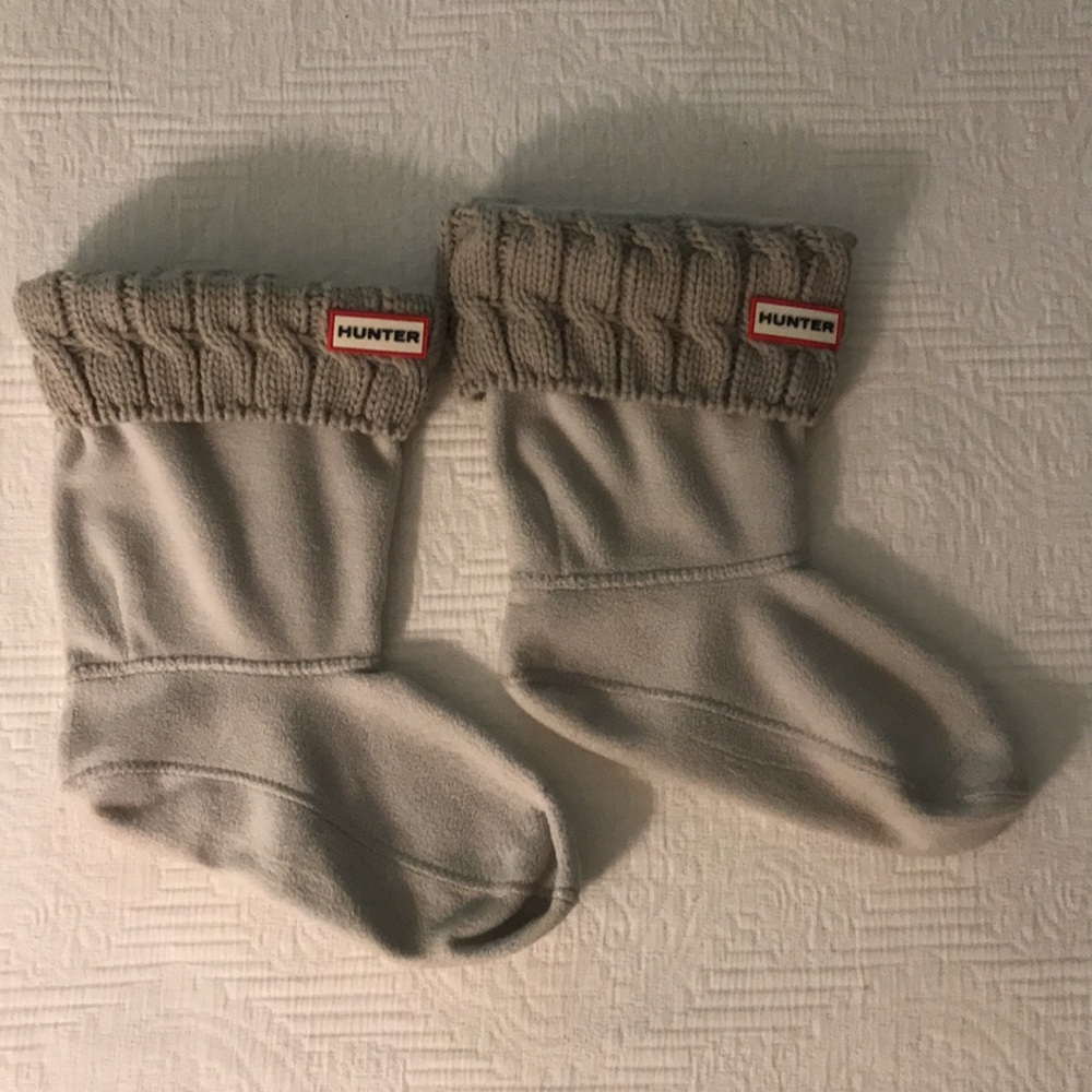 Hunter Gray Cable Knit Boot Cuff Toppers Liners with Fleece L 8 to 10